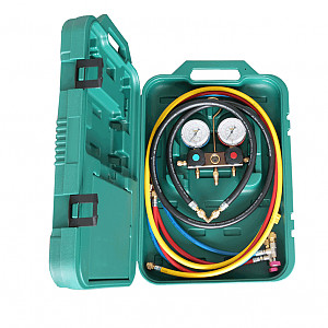 REFCO комплект (manifold) коллекторов для фреона R-410A / R-32, 3 шланга 90 см с клапанами, 1/4' SAE и 5/16' SAE, BM2-3-DS-R32-SPECIAL (4689354)