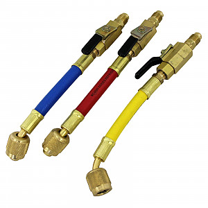 MASTERCOOL Шланг заправочный L=100мм с клапаном / желтый (90264) / 1 шт.